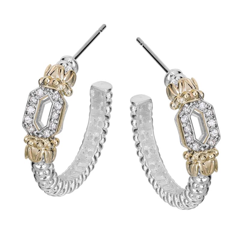 VAHAN - 14K Gold and Sterling Silver Diamond Earrings