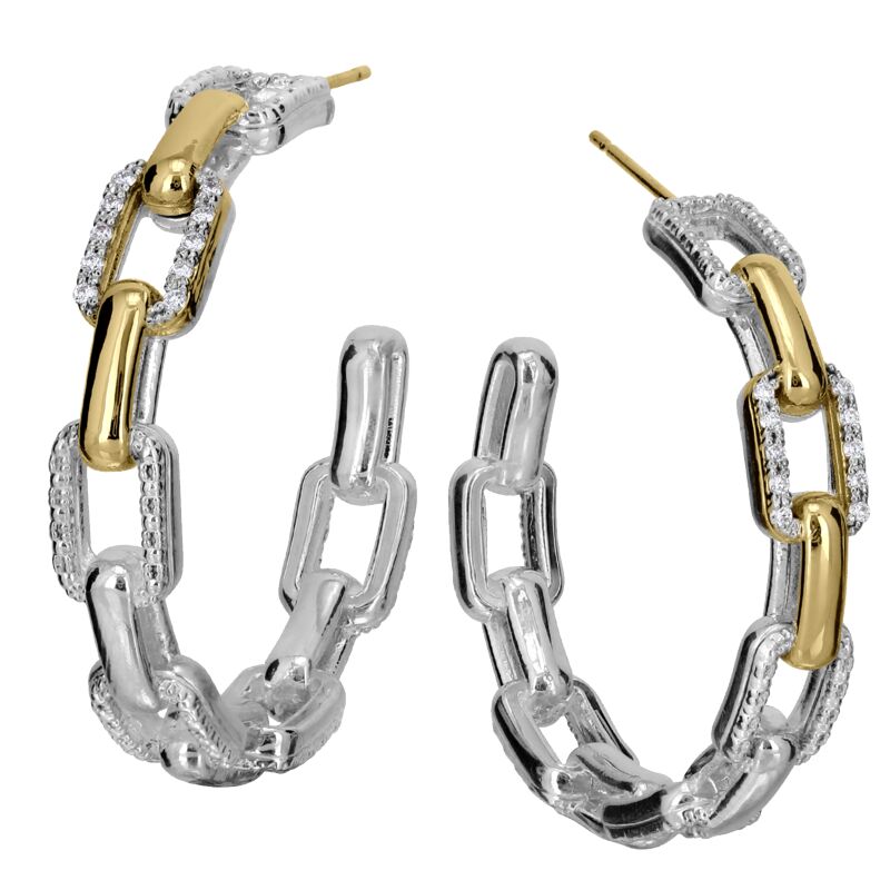 VAHAN - 14K Gold and Sterling Silver Diamond Earrings