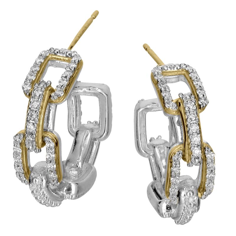 VAHAN - 14K Gold and Sterling Silver Diamond Earrings