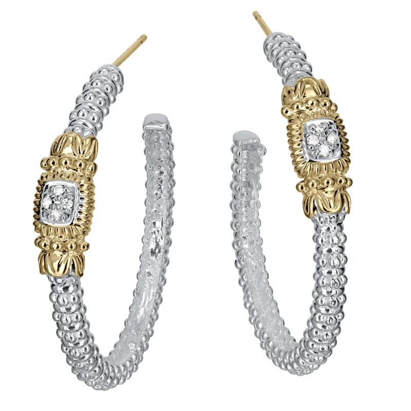 VAHAN - 14K Gold and Sterling Silver Diamond Earrings