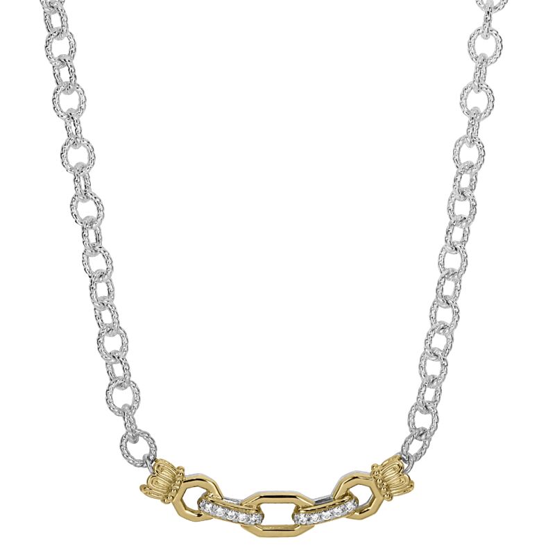 VAHAN - 14K Gold and Sterling Silver Diamond Necklace