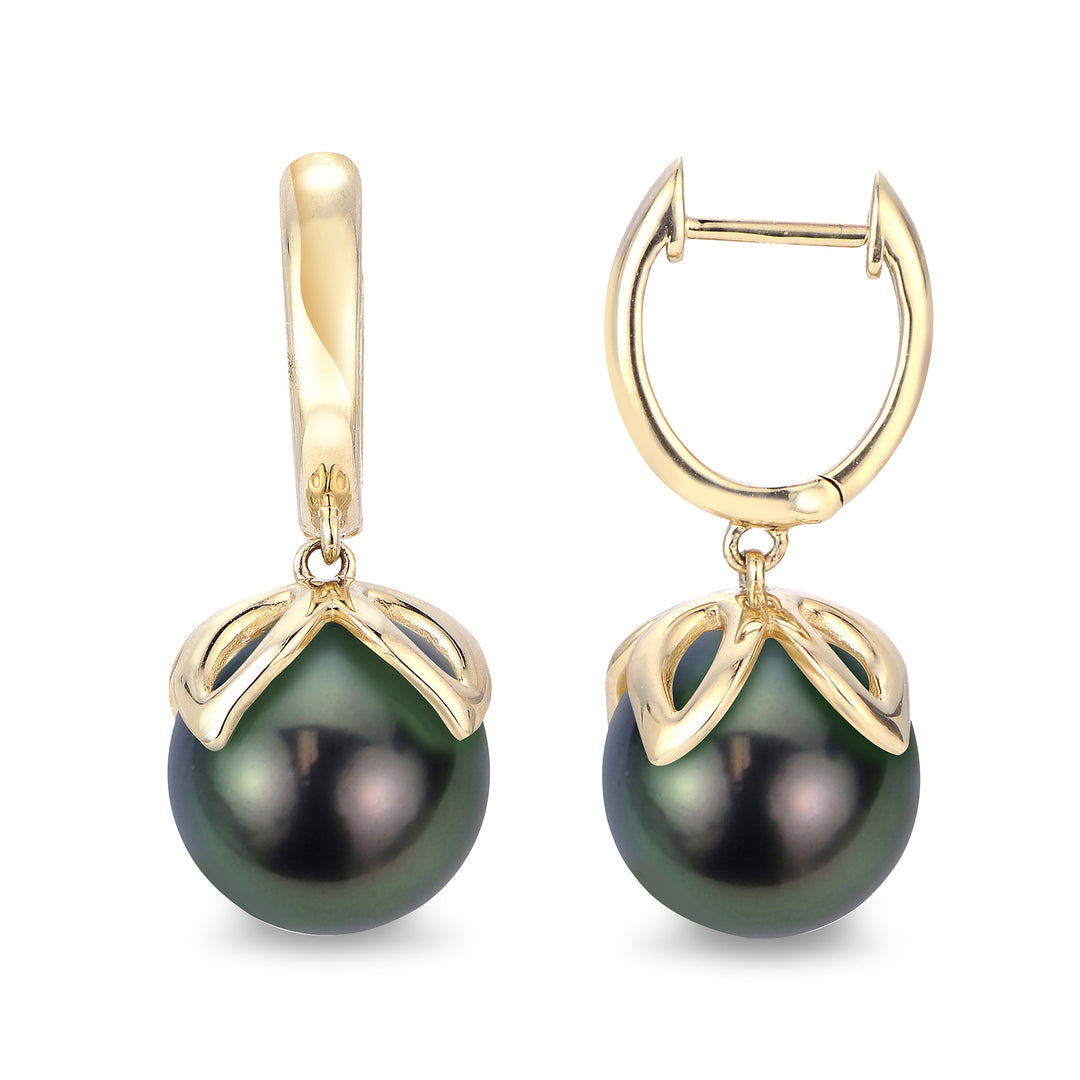 14KT Yellow Gold Tahitian Pearl Earring