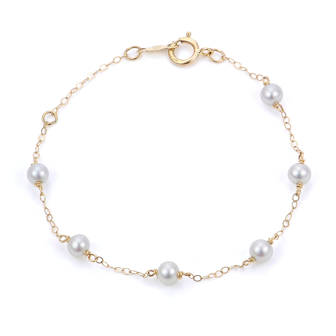 Childrens 14KT Yellow Gold Freshwater Pearl Bracelet