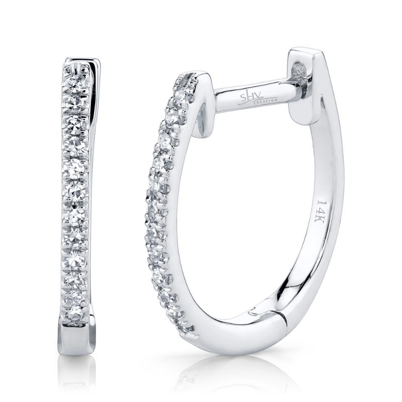 SC55001597 14K White Gold Huggie Earrings from the Kate Collection