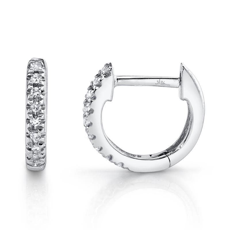 SC22003982V3 14K White Gold Huggie Earrings from the Kate Collection