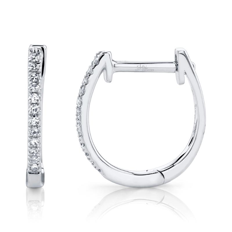 SC55001597 14K White Gold Huggie Earrings from the Kate Collection