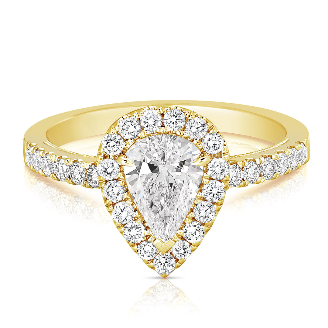 3/4 CT CENTER PEAR SHAPE HALO DIAMOND ENGAGEMENT RING